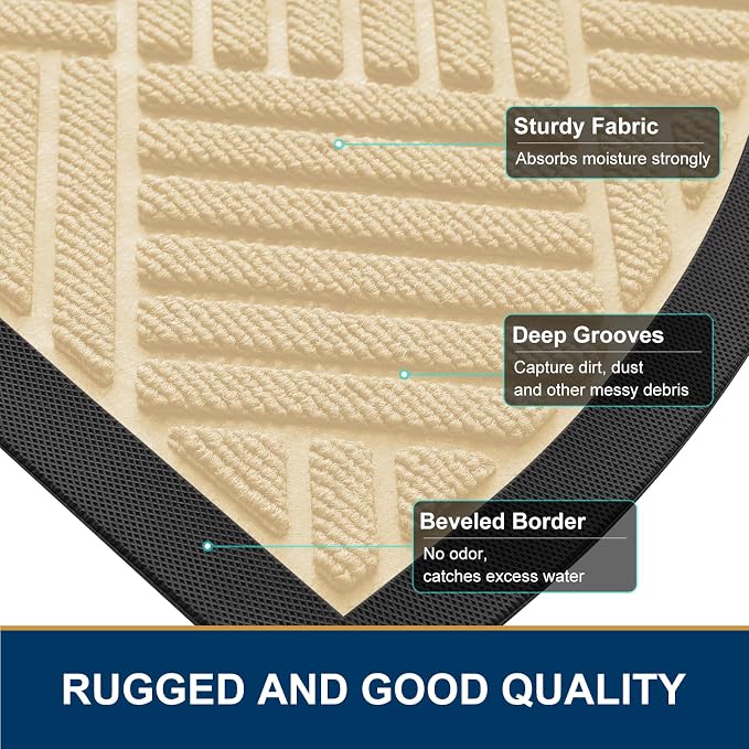Smiry Half Circle Front Door Mat Outside Entrance, Heavy Duty Outdoor Indoor - Image 4