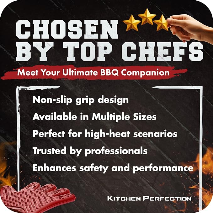 KITCHEN PERFECTION S Silicone Smoker Oven Gloves -Extreme Heat Resistant BBQ - Image 6
