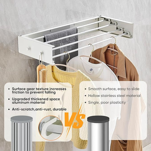 Clothes Drying Rack 20 inches Foldable Wall Mount Laundry Rack Folding Indoor - Image 2