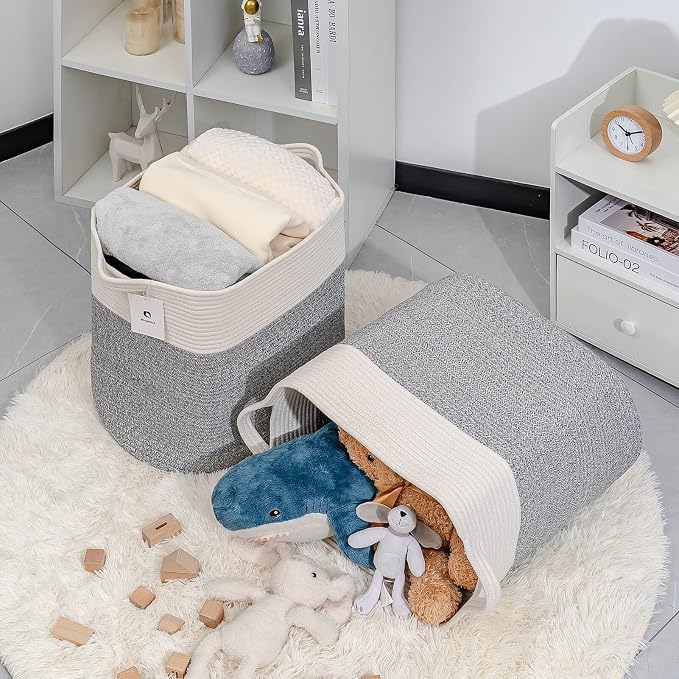 Storage Baskets for Clothes Fabric Cotton Rope Storage Basket - Image 5