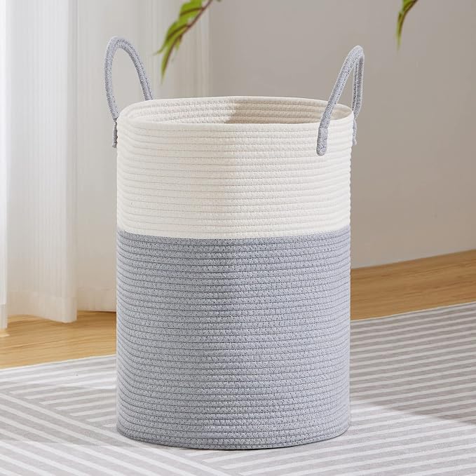 VIPOSCO Large Laundry Hamper, Tall Woven Rope Storage Basket by VIPOSCO