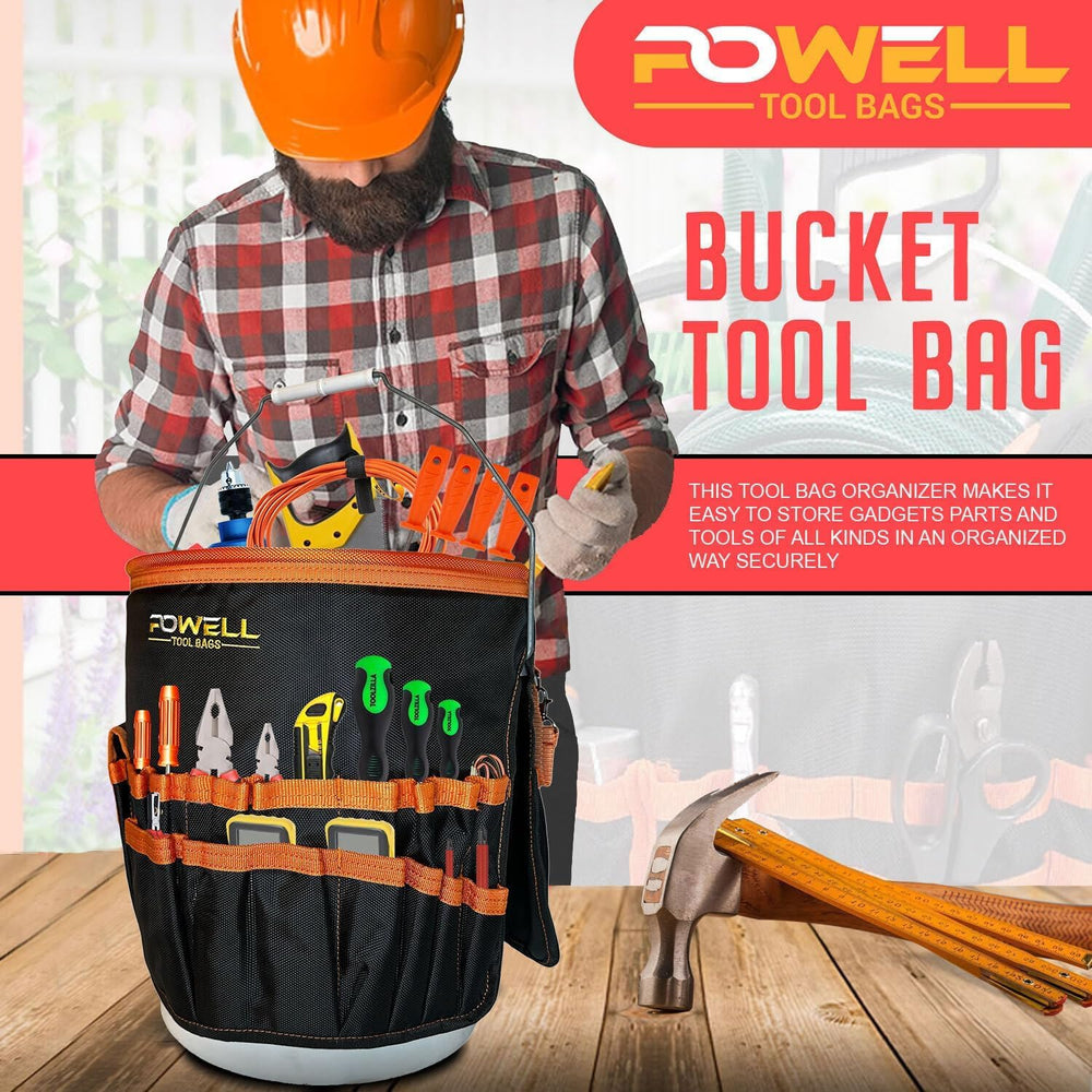 5 Gallon Bucket Tool Organizer Bag - Multi-functional Tool Bucket Bag with 30...