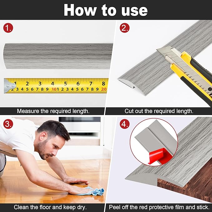 20Ft Carpet Floor Transition Strip, Self Adhesive Floor Edging Trim Strip - Image 6