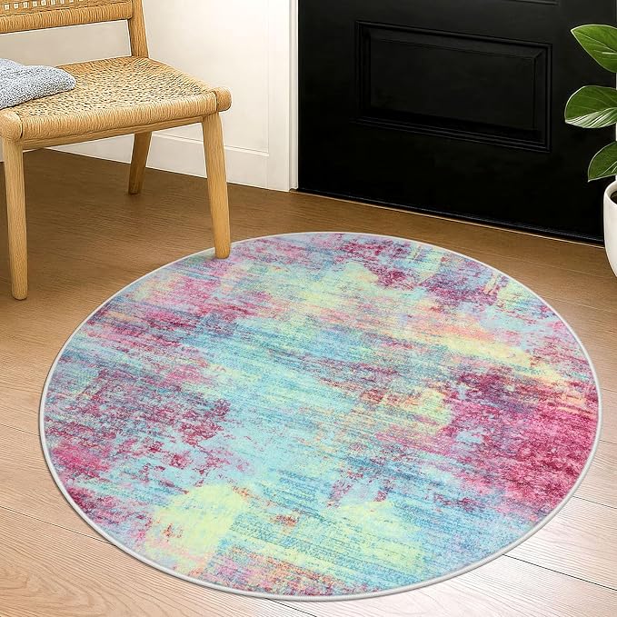 IOHOUZE Round Area Rug 3 Ft Circle Entryway Rugs Round Washable Door Mat Indoor by iOhouze