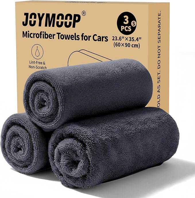 JOYMOOP Microfiber Towels for Cars, 3 Pack 35.4" x 23.6" Car Drying Towel by JOYMOOP