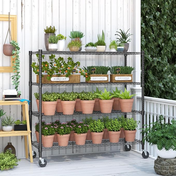 Himimi 72" H Storage Shelves 4 Tier Metal Shelving Adjustable Wire Shelf - Image 5