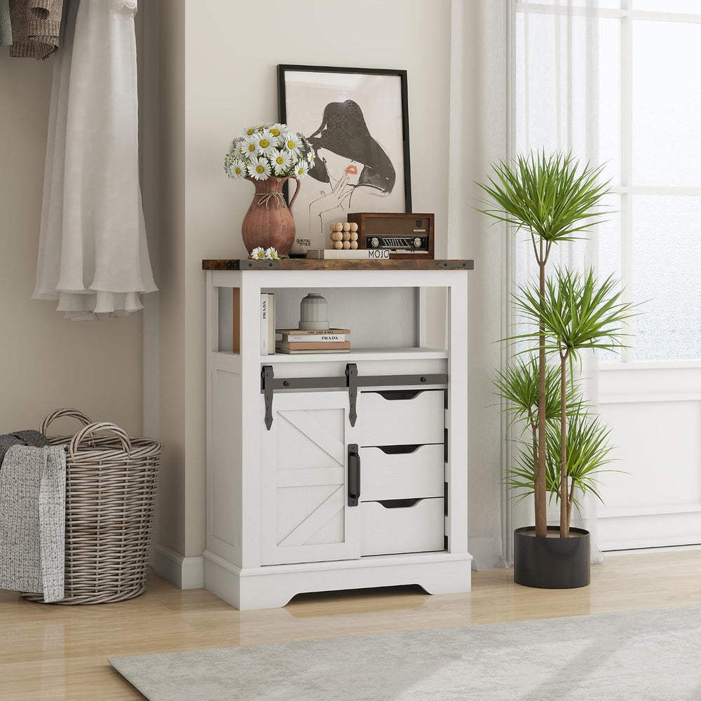 Panana Farmhouse Bathroom Floor Cabinet, Sliding Barn 3 Drawers & 1 Door ...