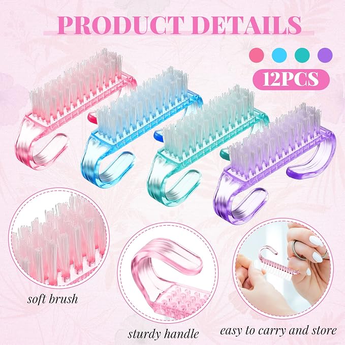 Patelai 24 Pcs Handle Grip Nail Brush Bulk Colorful Nail Scrubber Cleaner - Image 2