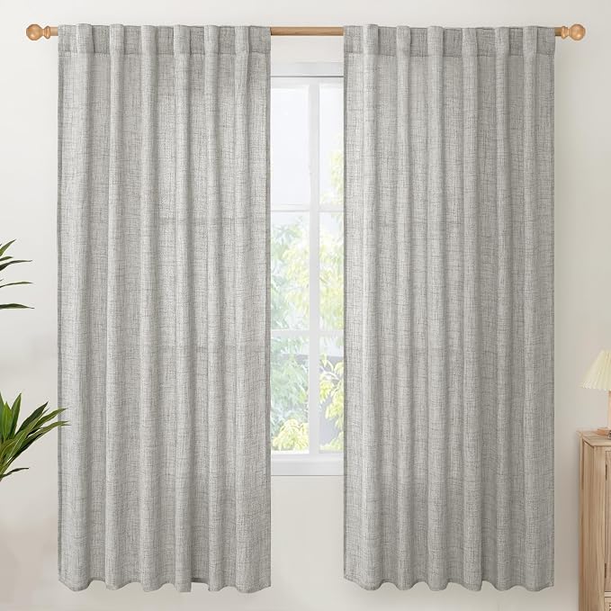 YoungsTex Dark Grey Linen Curtains 78 Inch Length by YoungsTex
