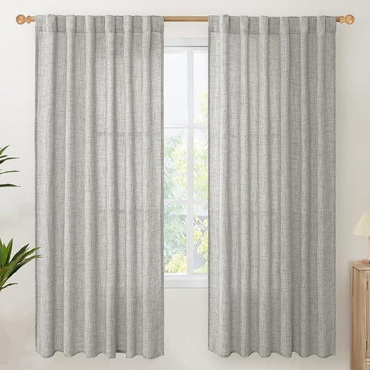 YoungsTex Dark Grey Linen Curtains 78 Inch Length by YoungsTex