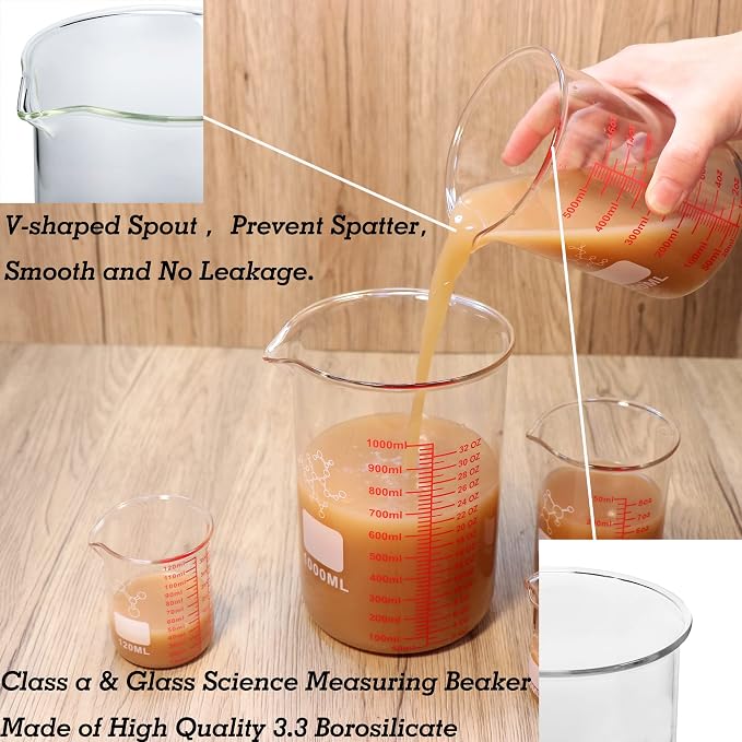 High Borosilicate Glass Measuring Cup Set-V-Shaped Spout, Includes 60ml - Image 2