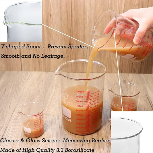 High Borosilicate Glass Measuring Cup Set-V-Shaped Spout, Includes 60ml - Image 2