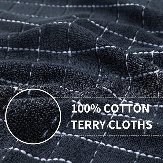 Homaxy 100% Cotton Terry Kitchen Towels, Checkered Designed, Soft and Super - Image 2