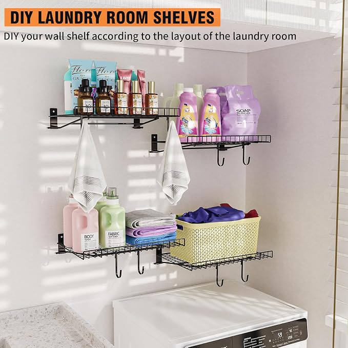 6 Pack Foldable Wall Shelf, Wall Mounted Garage Storage Shelves, Heavy Duty - Image 7