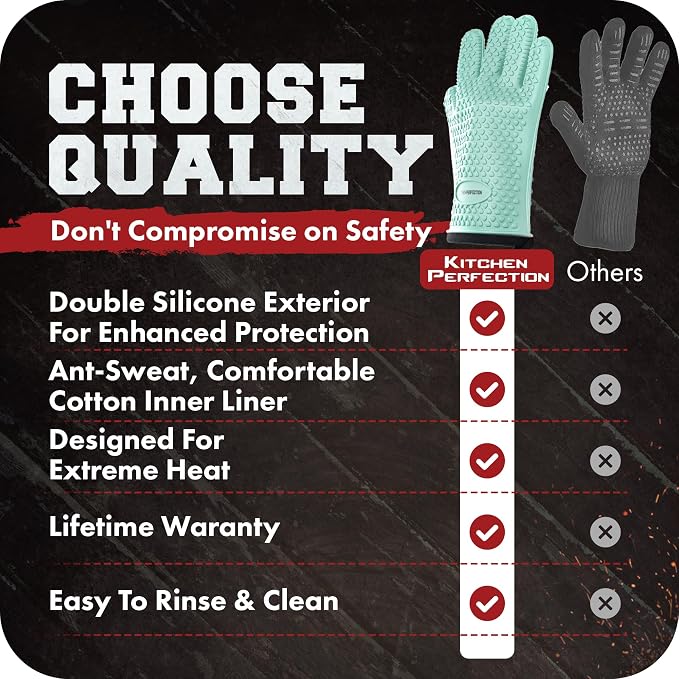 KITCHEN PERFECTION S Silicone Smoker Oven Gloves -Extreme Heat Resistant BBQ - Image 9