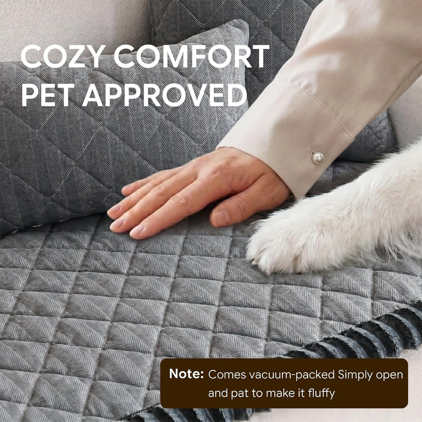 FUANGUI Couch Covers for Dogs Washable, Sofa Cover with Straps for 3 Cushion Couch, Non-Slip Pet Couch Protector for Sectional & Leather Sofa, 1PC (Dark Grey, 27.6" x 59")