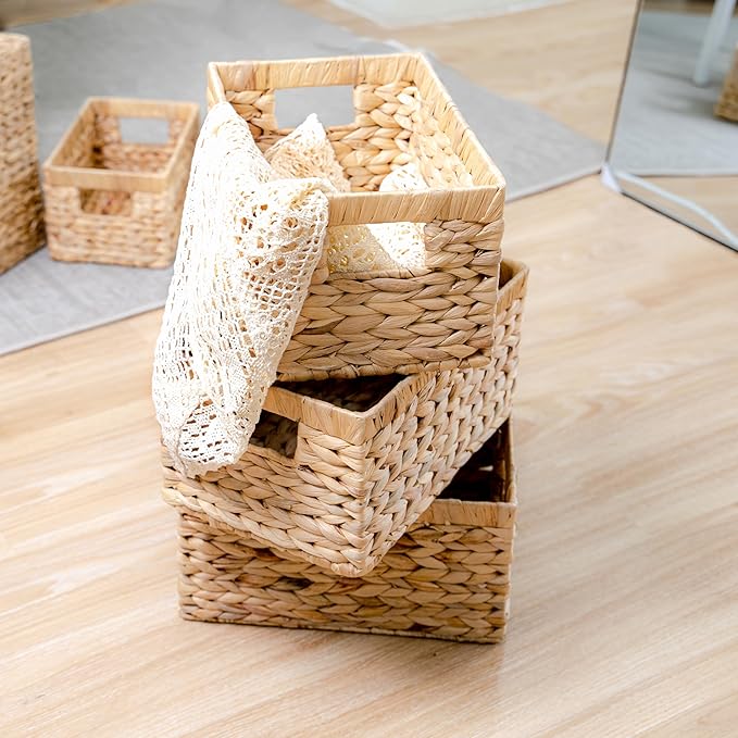 Set of 6 Wicker Storage Basket, Water Hyacinth Storage Baskets, Wicker Storage - Image 6