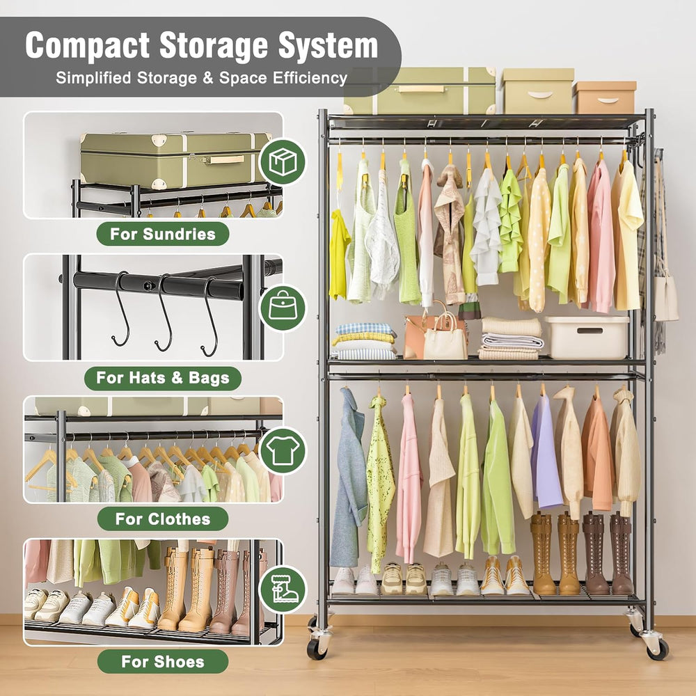 Neatrays Rolling Clothes Rack for Hanging Clothes, 47.2"x 11.8"x 79...