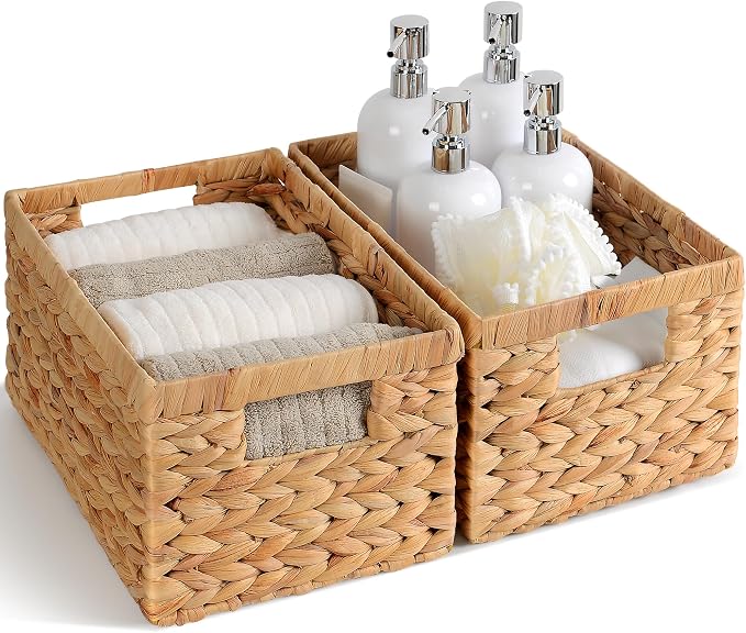 Set of 2 Wicker Shelf Storage Baskets - Image 2