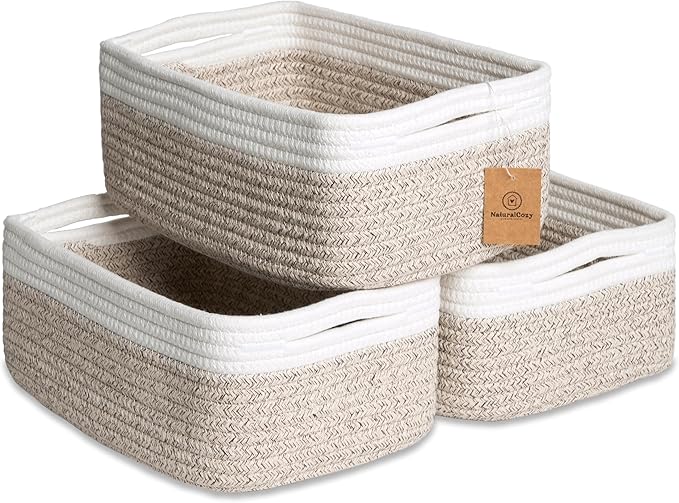 NaturalCozy 11.8"x8"x4.5” Storage Baskets by NaturalCozy