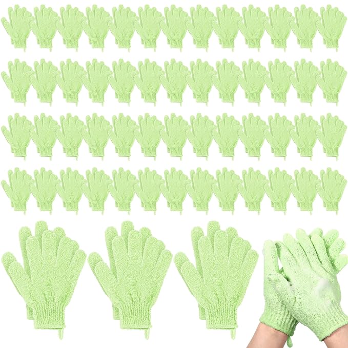 104 Pcs Exfoliating Glove Bulk Shower Gloves by Didaey