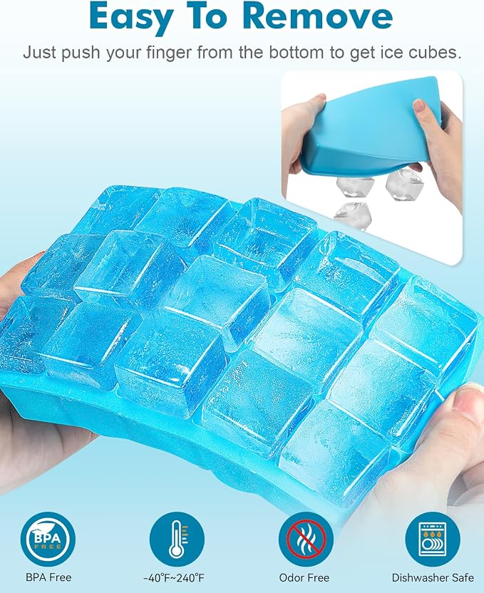 Silicone Ice Cube Trays for Freezer 2 Pack- Easy Release Square Ice Cubes Mold- - Image 5