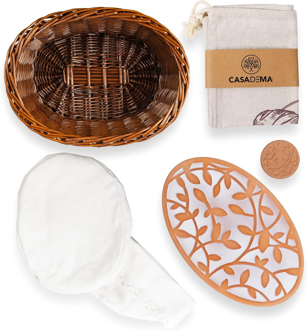 Bread Warmer Basket with Warming Stone (Large Oval 12 x 9) - Bundled w/Linen ...
