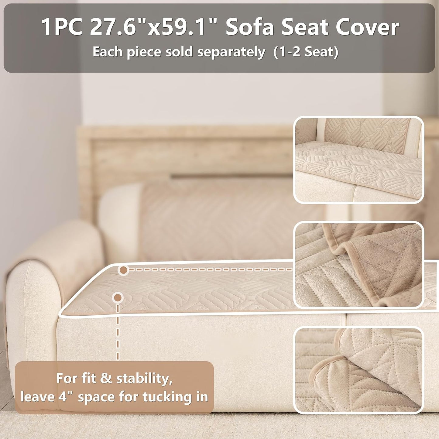 Washable Couch Cover for Pets Dogs, Non-Slip Waterproof Pet Sofa Protector for 3-Cushion Sectional, L-Shaped Sofa & Loveseat(1PC/27.6"x70.9",Light Coffee)