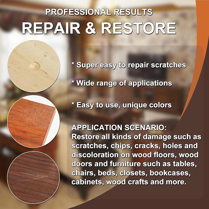 Wood Furniture Repair Kit, 12 Colors Wood Repair Kit, Wood Touch up Fillers - Image 2