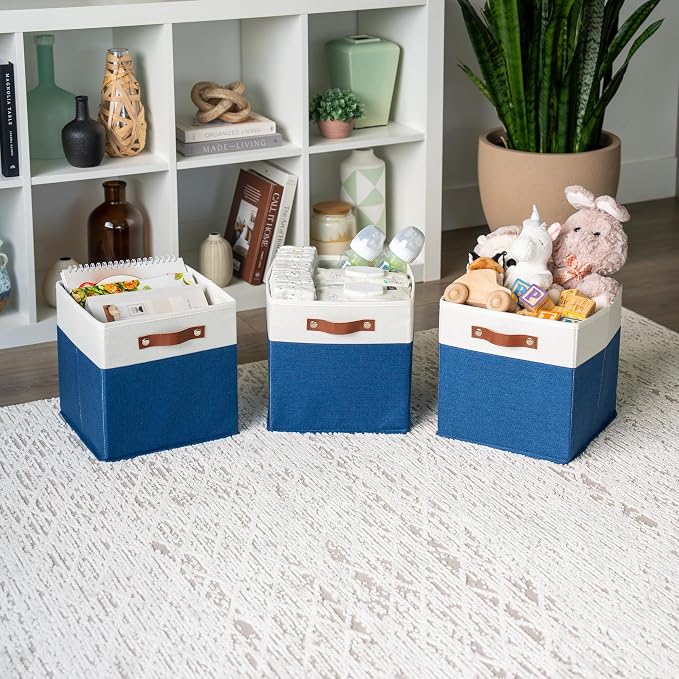 OrganiHaus 11x11 Fabric Cubes Storage Bins Set of 4, Foldable Collapsible - Image 4