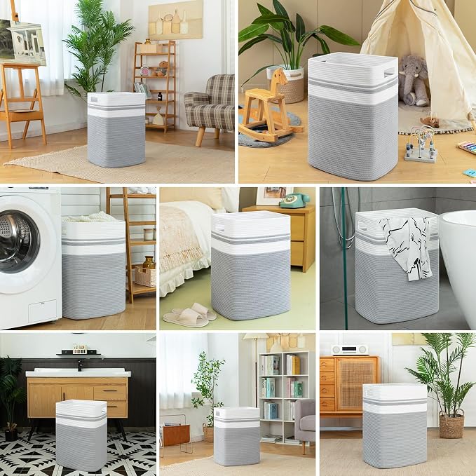 OIAHOMY 91L Laundry Hamper, XXXLarge Laundry Basket, Collapsible Cotton Rope - Image 7