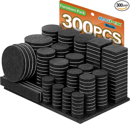 Furniture Pads 300 Pieces Felt Furniture Pads Premium Huge Pack, BAIPOK Self by BAIPOK