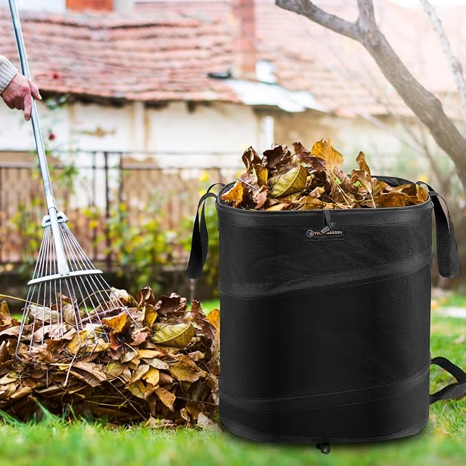 YUDI & GARDEN 19 Gallon Square Collapsible Yard Waste Bin｜Collapsible Trash - Image 2
