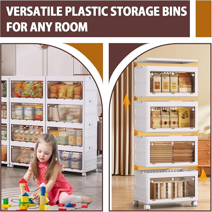 QudraKast 4-Tier Stackable Plastic Storage Bins - 67QT Stackable Storage Bins - - Image 6