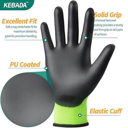 Kebada W1 Work Gloves for Men and Women, Touchscreen PU Coated Gloves - Image 2