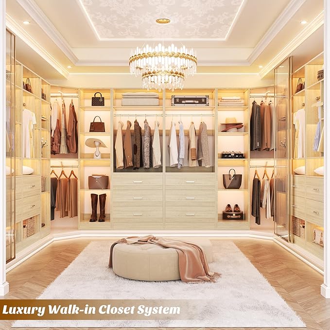 Corner Closet System with 6 Drawers, Closet Organizer System with 14 Shelves & - Image 2