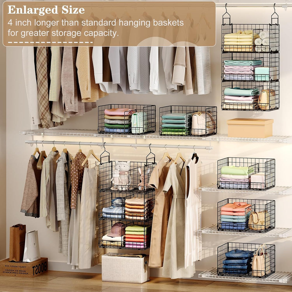 Sonyabecca 3-Tier Extra Large Closet Hanging Organizer with Dividers, Clothes...