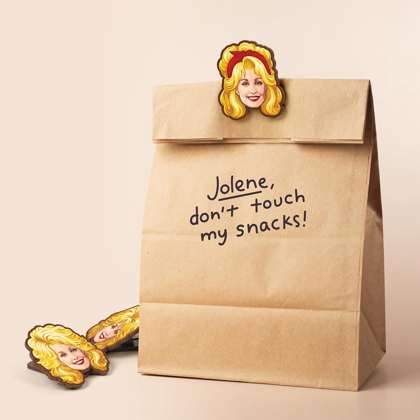 Dolly Parton Bag Clips, Set of 4, BPA-Free Plastic, Dolly-Inspired Iconic Hairstyle Designs, Kitchen and Pantry Organization