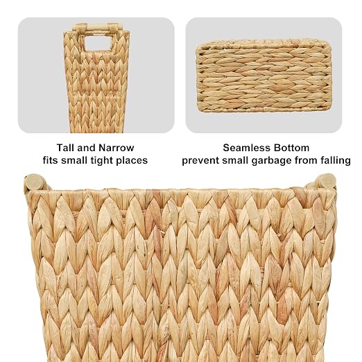 6 Gallon Wicker Trash Can with Wooden Handle, Wicker Waste Basket - Image 7