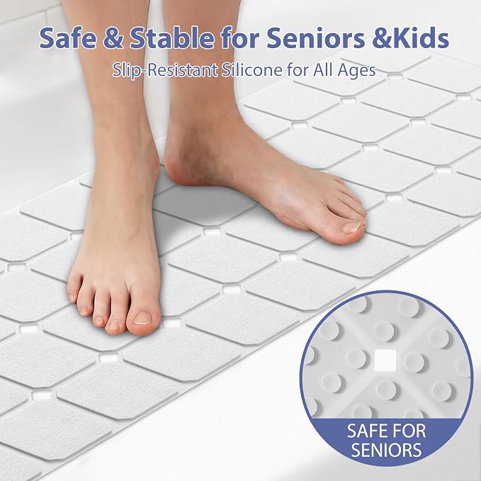Bathtub Mat Non Slip Silicone Foldable Extra Long Tub Mat Strong Suction Cups & - Image 6