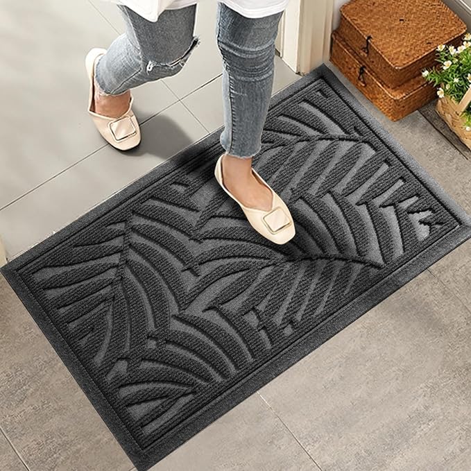 Front Door Mat, Absorbent Resist Dirt Welcome Door Mat Indoor Outdoor, by HIYARD