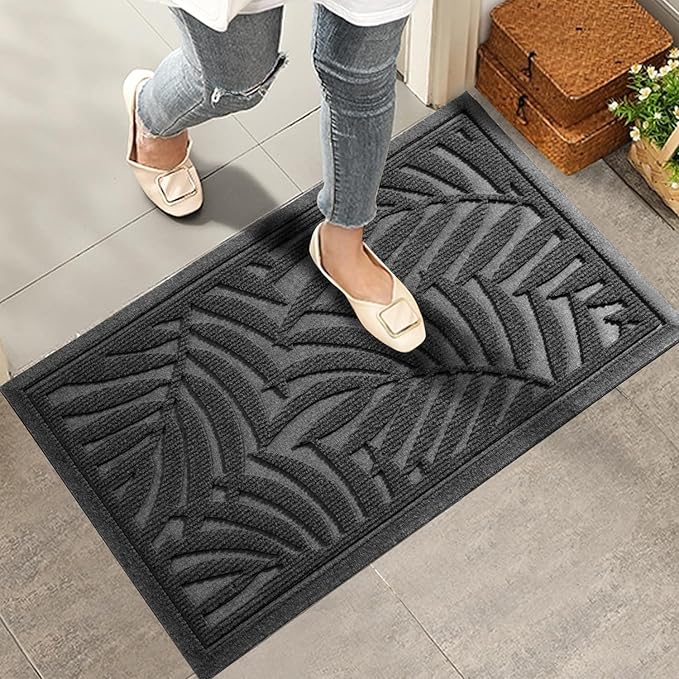 Front Door Mat, Absorbent Resist Dirt Welcome Door Mat Indoor Outdoor, by HIYARD