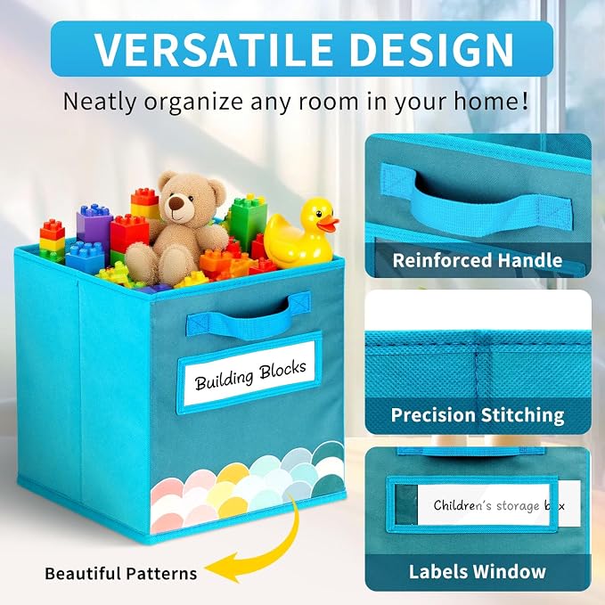 Cube Storage Bins, 3 Pack 11 Inch Fabric Storage Bins - Image 3