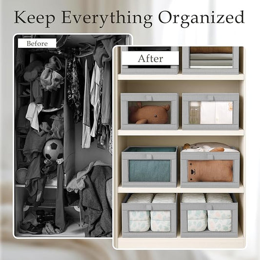 Criusia 6 Pack Linen Closet Organizers and Storage, Large Linen Closet Baskets - Image 2