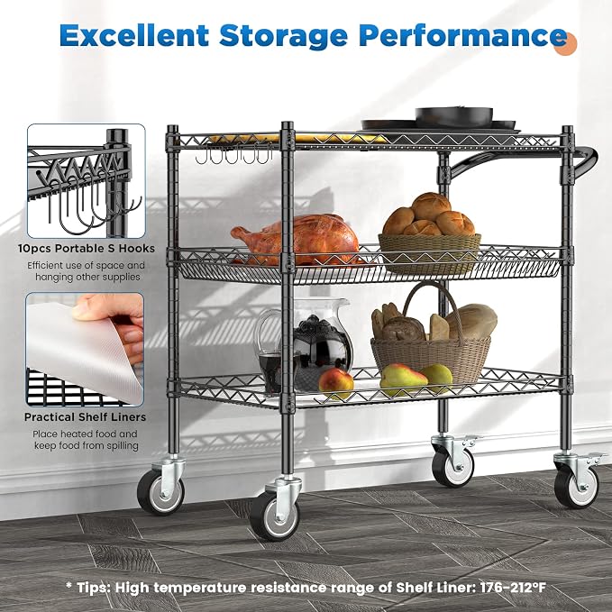 Leteuke 3 Tier Rolling Carts - Image 7