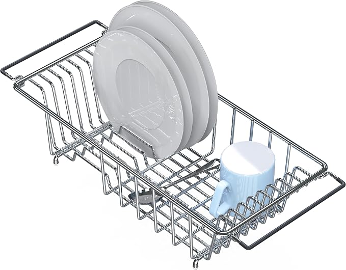 Simple Houseware Over Sink Counter Top Stainless Steel Dish Drainer Drying Rack by SimpleHouseware