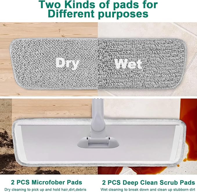 18" Professional Microfiber Mop Floor Cleaning System, Flat Mops - Image 3