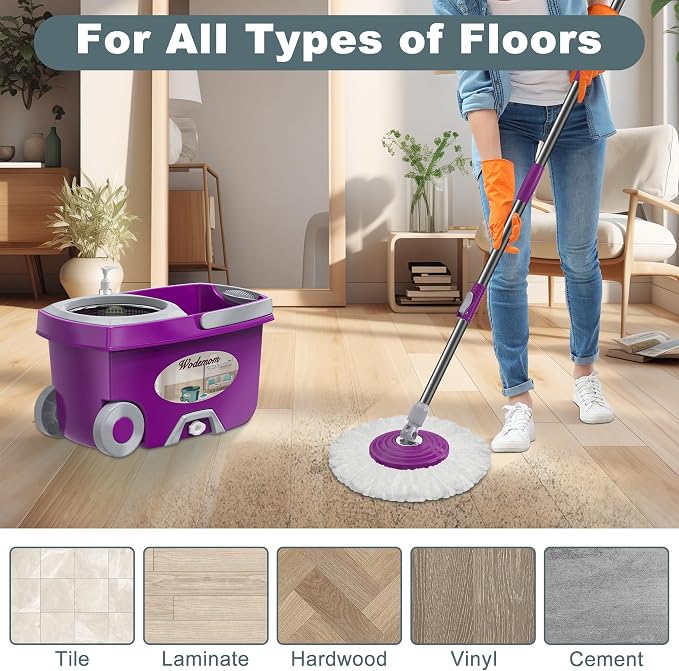 Dual Compartment Spin Mop and Bucket, Mop and Bucket - Image 6
