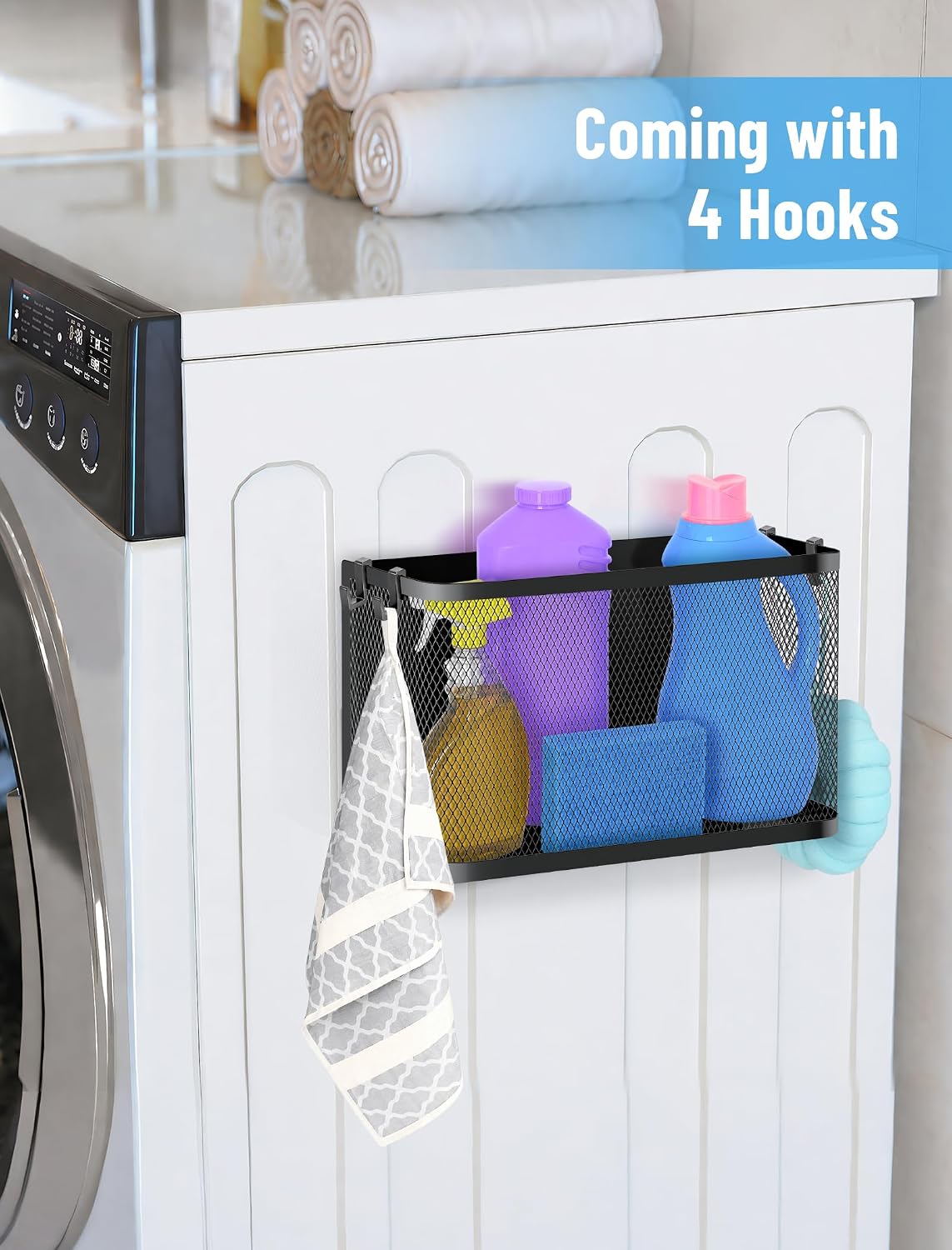 Magnetic Storage Basket Set, 2-Pack Dryer Ball Holder | Medium & Small: Attach to Fridge or Any Metal Surface in Seconds, No Hardware Needed