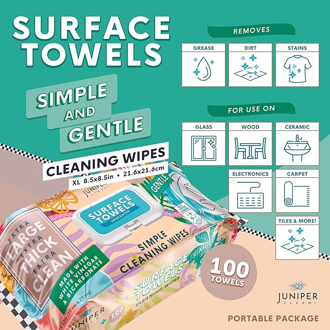 6 Packs Surface Cleaning Wipes Bleach Free, Thick & Large Dispose, All-Purpose - Image 2